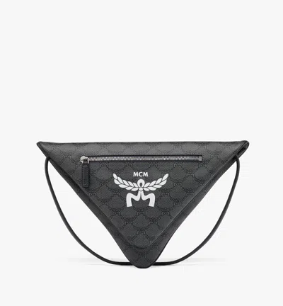 Mcm Himmel Triangle Pouch In Lauretos In Dark Grey / White