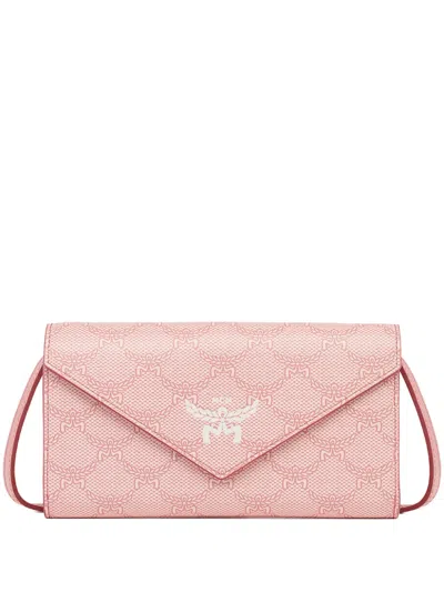 Mcm Himmel Crossbody Wallet In Lauretos In Silver Pink