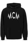 Mcm Floral Print Logo Hoodie In Organic Cotton In Black