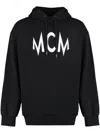 Mcm Floral Print Logo Hoodie In Organic Cotton In Black