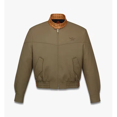Mcm Jacket In Wool Twill And Monogram Print Leather In Multi
