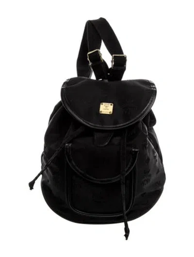 Pre-owned Mcm Jacquard Backpack In Black