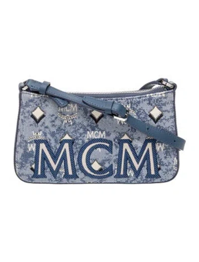 Pre-owned Mcm Jacquard Messenger Bag W/ Tags In Blue
