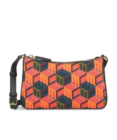 Mcm Jacquard Pattern Shoulder Bag In Red