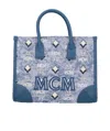 Mcm Jacquard Shoulder Bag In Blue