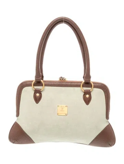 Pre-owned Mcm Jacquard Top Handle Bag In Neutral