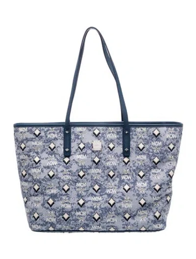 Pre-owned Mcm Jacquard Tote W/ Tags In Blue