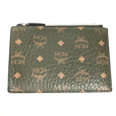 Pre-owned Mcm Khaki Leather Coin Purse/coin Case ()