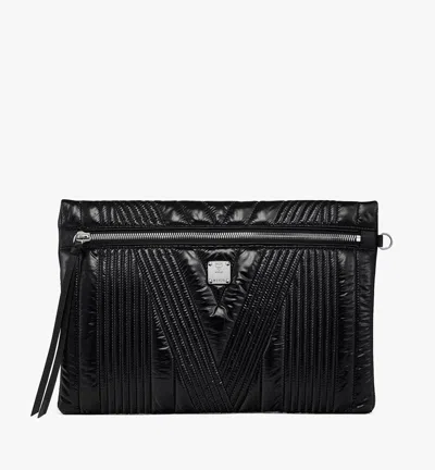 Mcm Kissen Zip Pouch In M Quilted Nylon In Black