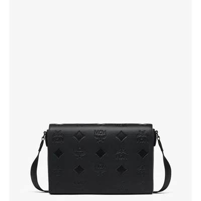 Mcm Klassik Messenger In Maxi Monogram Leather In Black