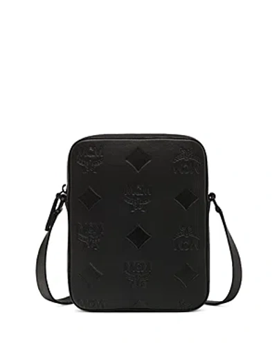 Mcm Klassik Mini Maxi Monogram Embossed Leather Crossbody Bag In Black