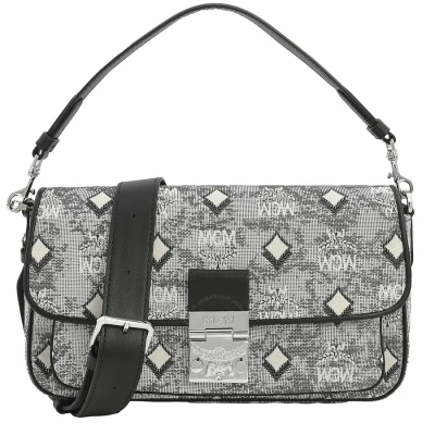 Mcm Ladies Grey Crossbody Bag In Vintage Jacquard Monogram In Black