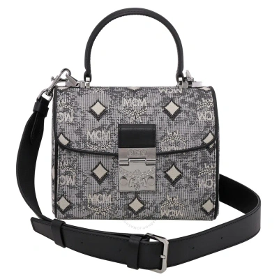 Mcm Ladies Grey Satchel In Vintage Jacquard Monogram In Gray