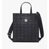 Mcm Ladies Medium Aren Tote In Visetos- Black In Black