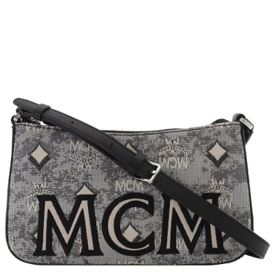 Mcm Ladies Mini Shoulder Bag In Vintage Jacquard Monogram In Grey