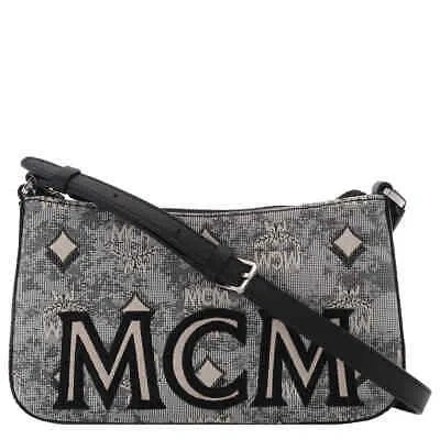 Pre-owned Mcm Ladies Mini Shoulder Bag In Vintage Jacquard Monogram Mwsbatq01eg In Grey