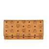 Mcm Ladies Trifold Cognac Wallet In Visetos Original In Brown