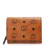Mcm Ladies Trifold Wallet In Cognac Visetos Original In Brown