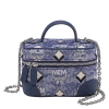 Mcm Ladies X-mini Blue Rockstar Vanity Case In Vintage Jacquard Monogram In Blue