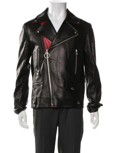 Pre-owned Mcm Lamb Leather Moto Jacket In Black
