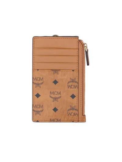 Mcm "lanyard" Card Holder In Brown