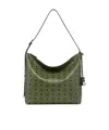 Mcm Large Aren Hobo Visetos Monogram Shoulder Bag In Green
