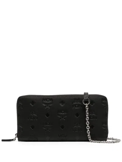 Mcm Large Aren Leather Wallet In Black