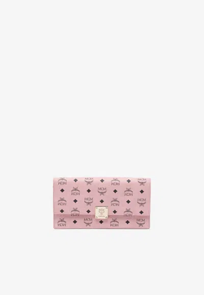 Mcm Large Aren Monogram Clutch Bag In Pink