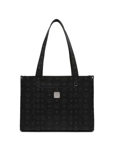Mcm Large Aren Monogram Shoulder Bag In Black