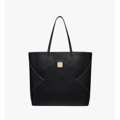 Mcm Large Dia Shopper In Calfskin Leather In Black