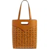 Mcm Large Diamond Visetos Tote Bag In Cognac