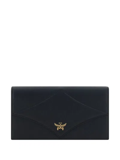 Mcm Diamond Chain Wallet In Black