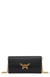 Mcm Laurel Leather Wallet On Chain In Black