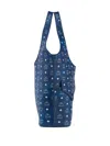 Mcm Large Leni Signature Visetos Canvas Tote Bag In Blue