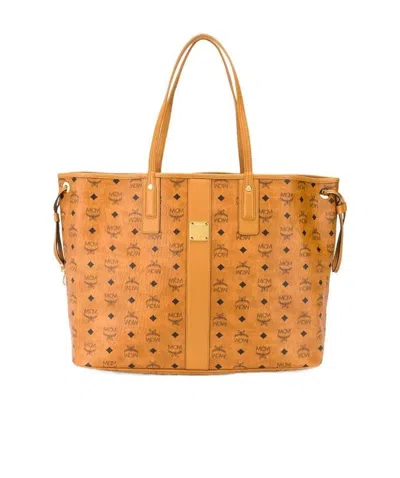 Mcm Large Liz Monogram-print Tote Bag In Brown