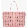 Mcm Large Liz Shopper In Visetos In Pink