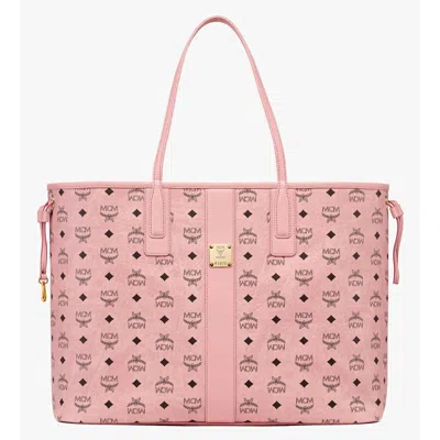 Mcm Large Liz Shopper In Visetos In Pink