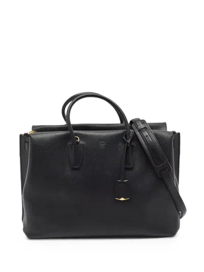 Pre-owned Mcm Large Milla Leather Tote Bag In Black