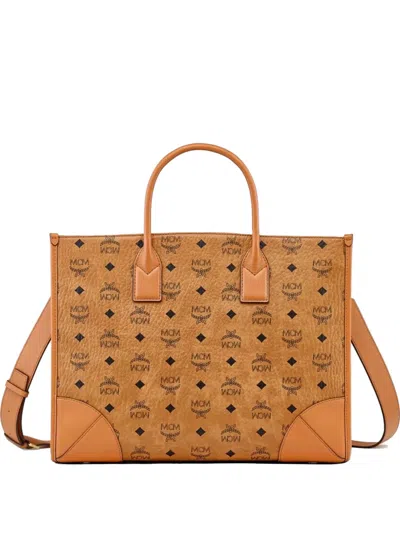 Mcm Large München Tote Bag In Neutral
