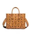 Mcm Structured Monogram Print Tote Bag In Brown