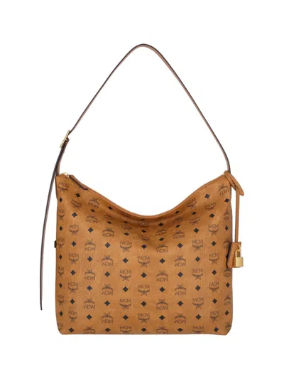 Mcm Aren Large Visetos Hobo Bag In Brown