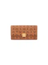 Mcm Large Wallet With Logo Shoulder Strap In Brown