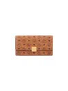 Mcm Large Wallet With Logo Shoulder Strap In Brown
