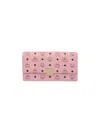 Mcm Large Wallet With Logo Shoulder Strap In Pink