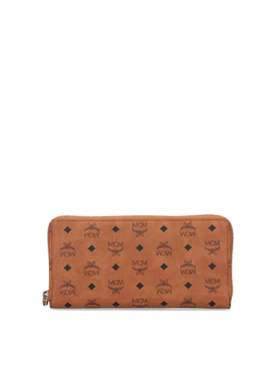 Mcm 'aren' Large Zip Wallet In Brown