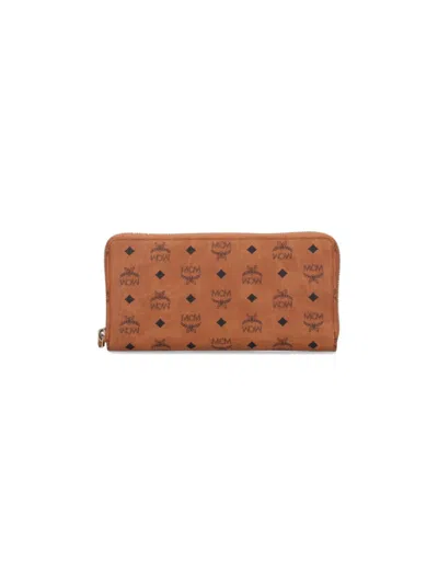 Mcm 'aren' Large Zip Wallet In Brown
