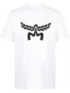 Mcm Ribbed Crew-neck Cotton T-shirt With Graphic Print In White