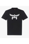 Mcm Crew Neck Graphic Print Short Sleeves Top In Black