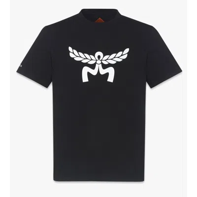 Mcm Laurel Logo Print T-shirt In Organic Cotton In Black