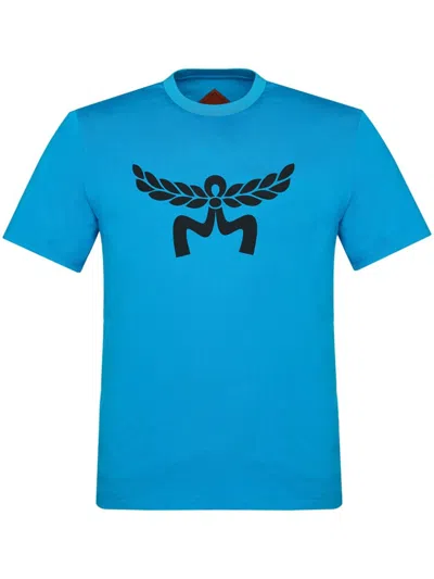 Mcm Laurel Logo T-shirt In Blue Heaven